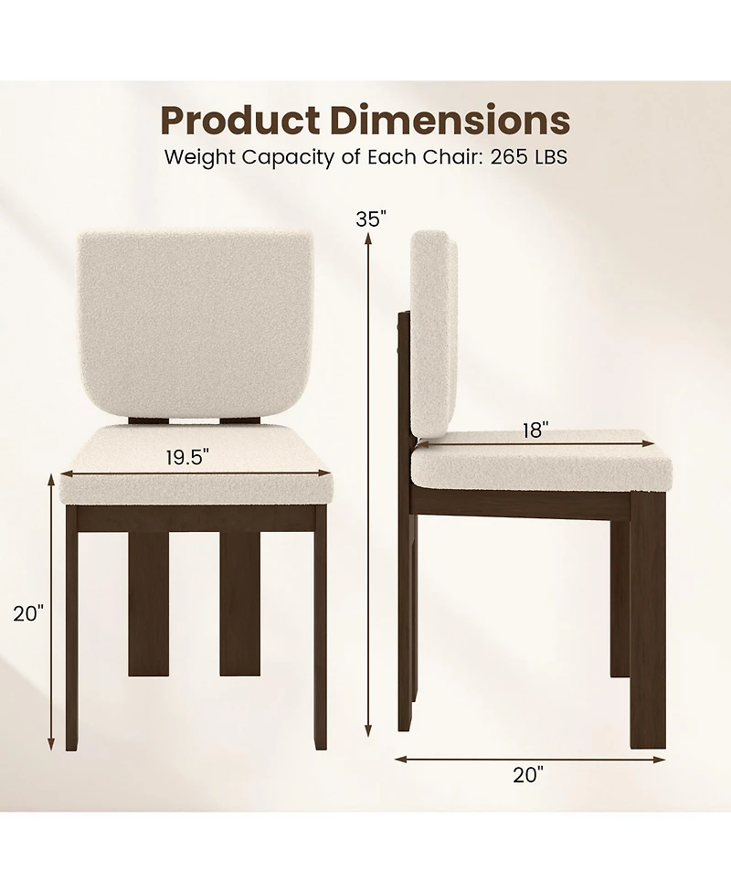 Slickblue Set of 2 Wooden Dining Chairs with Rubber Wood Frame for Kitchen and Living Room
