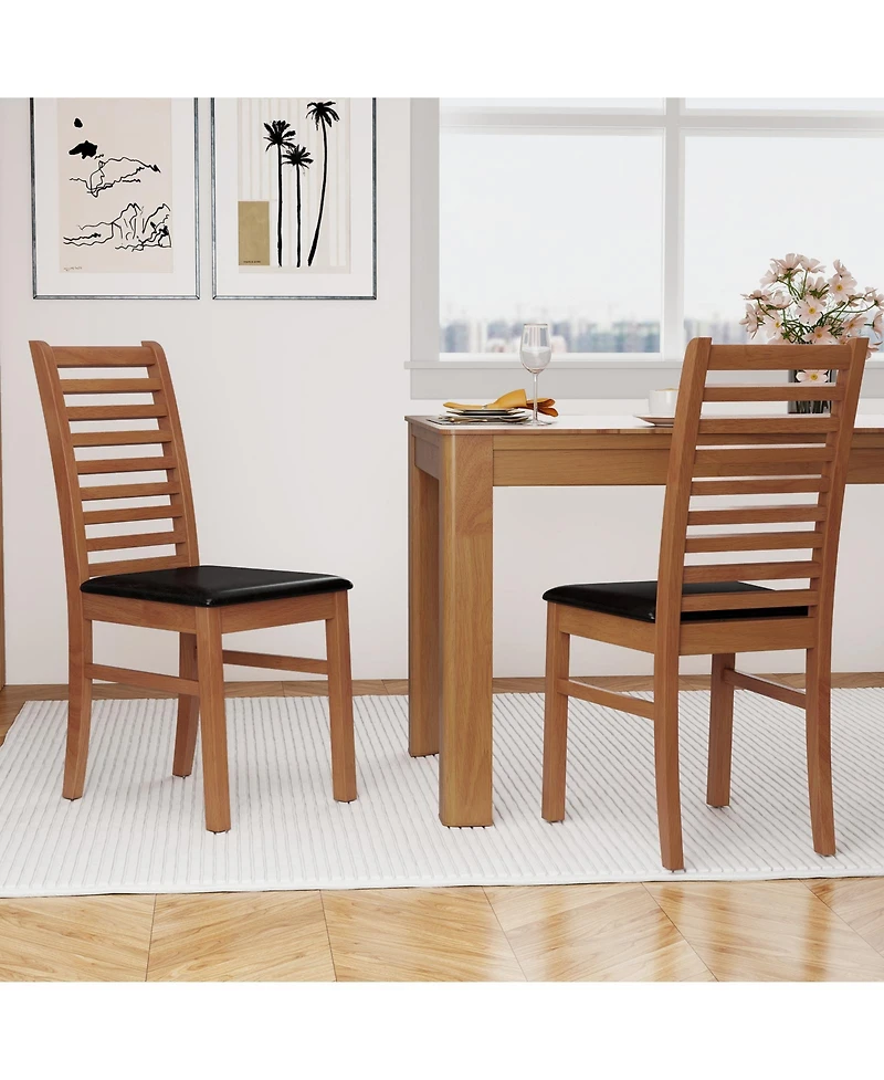 Slickblue Wooden Dining Chair Set of 2 with Rubber Wood Legs for Modern Room Seating