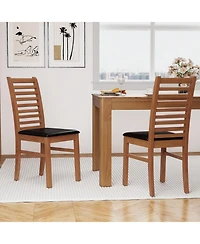 Slickblue Wooden Dining Chair Set of 2 with Rubber Wood Legs for Modern Room Seating