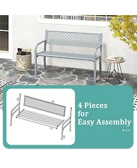 Gouun Steel Frame Patio Bench with Wide Seat