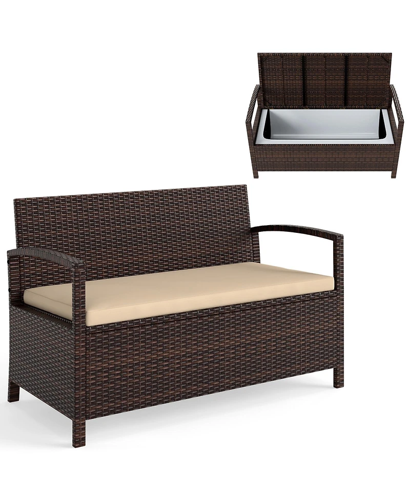 Gouun 24-Inch Wicker Outdoor Park Bench 2-Person