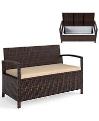 Gouun 24-Inch Wicker Outdoor Park Bench 2-Person