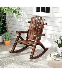 Gouun Patio Rocking Chair Fir Wood with High Backrest