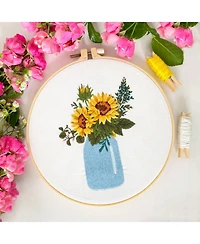 Gnuadz Embroidery Kit Floral Pitcher Sunflower Wildflower Set