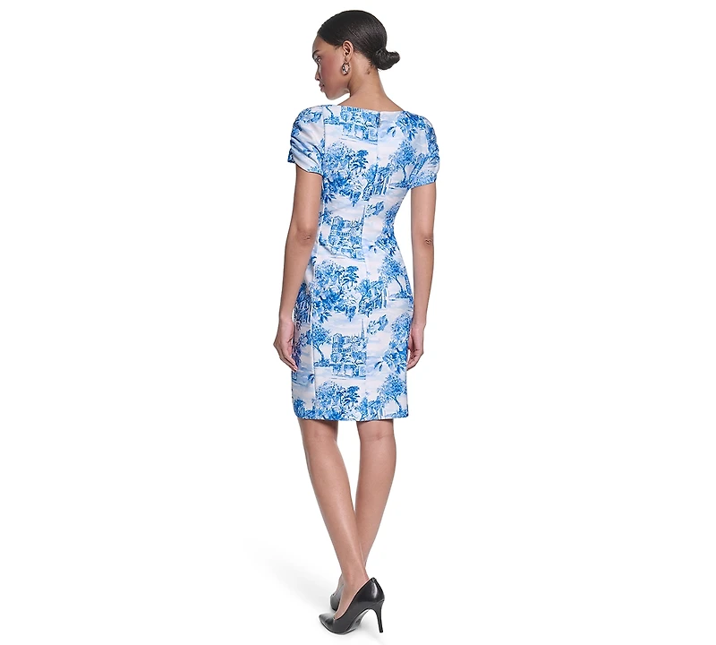 Women's Puff Sleeve Boat Neck Dress