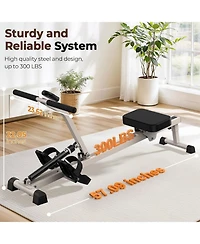 Fed Fitness Compact Hydraulic Rowing Machine for Home, 12 Resistance Levels, 300LBS Weight Capacity, Full Body Workout Rower