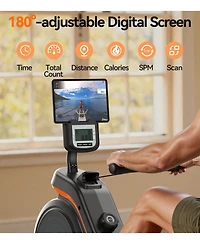 Fed Fitness Pro Max Magnetic Rowing Machine, Enhanced Magnetic Resistance, Bluetooth and App Supported, Comfortable Seat Cushion