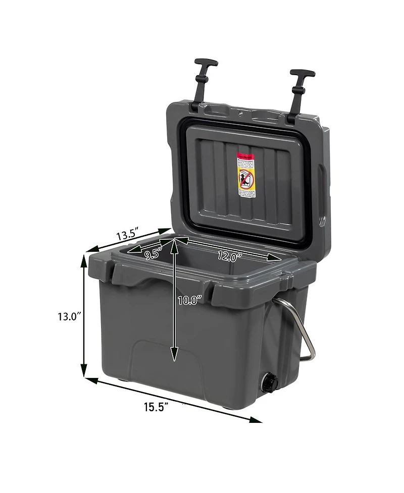 Gouun 16-Quart 24-Can Portable Insulated Ice Cooler with 2 Cup Holders, Lightweight Camping Chest