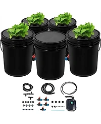 Sugift Dwc Hydroponic System, 5 Gallon 5 Buckets, Deep Water Culture Kit
