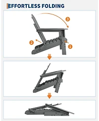 gaomon Set of 2 Hdpe Outdoor Patio Folding Adirondack Chair with Side Table for Decks, Gardens, fire Pit