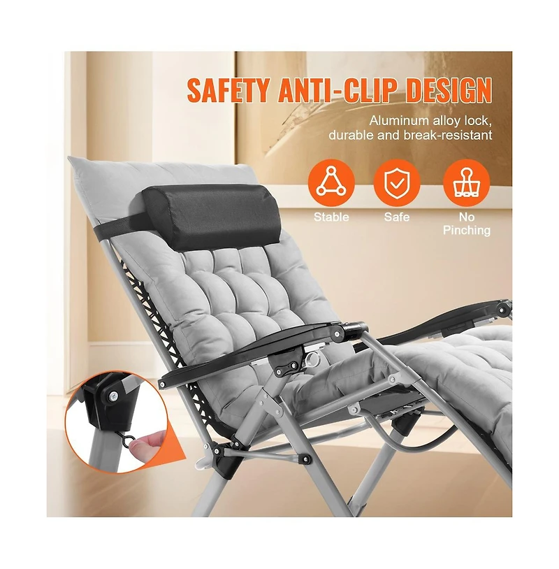 Sugift 33 in Zero Gravity Recliner Lounge Chair with Headrest Footrest and Cup Holder