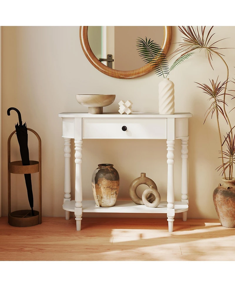 Gouun Retro 36-Inch Console Table with Drawer and Shelf