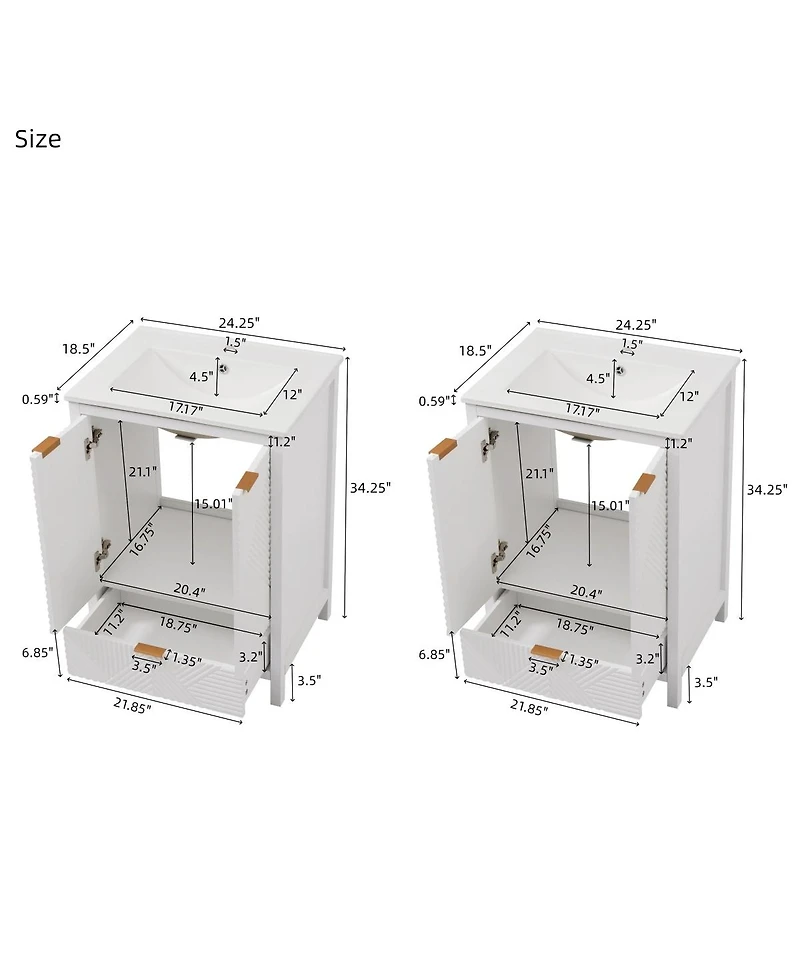 Sillysis 48 Inch Double Sink Bathroom Vanity, Freestanding Modern Mdf Cabinet with Ceramic Sinks and Soft Close Drawers