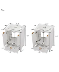 Sillysis 48 Inch Double Sink Bathroom Vanity, Freestanding Modern Mdf Cabinet with Ceramic Sinks and Soft Close Drawers