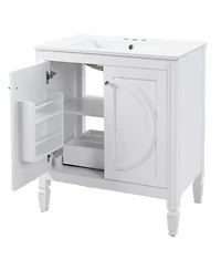 Sillysis 30 Inch Modern Bathroom Vanity with Ceramic Sink, No Assembly Required, Soft-Close Doors and Ample Storage for Home Bath
