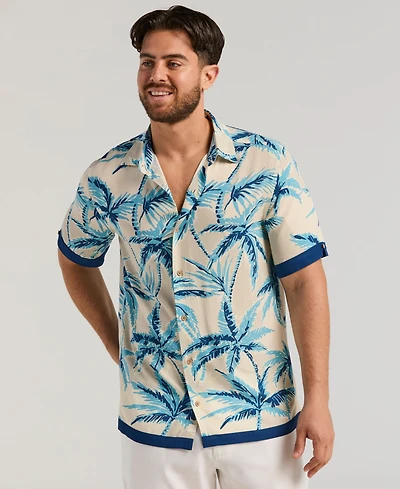 Cubavera Men's Two-Tone Palm Print Shirt