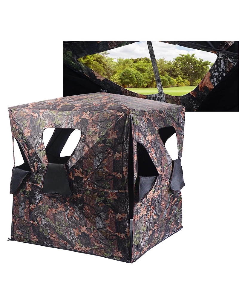 Gouun Pop Up Hunting Ground Blind, Portable Deer and Turkey Camouflage Concealment Tent with Carry Bag