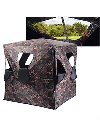Gouun Pop Up Hunting Ground Blind, Portable Deer and Turkey Camouflage Concealment Tent with Carry Bag