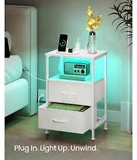 Slickblue Modern Smart Bedside Table with Led Lights and Charging Ports