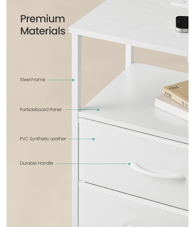 Slickblue Led Smart Bedside Table with Charging Station and App Control