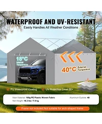 Gouun Carport Replacement Canopy Side Wall 12x20 ft, Heavy-Duty Waterproof Uv-Protected Garage Tent Tarp