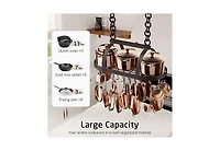 Phying 34 Inch Oiled Bronze Hanging Pot Rack, Heavy Duty Oval Pot and Pan Hanging Rack Ceiling Mount, Pot Pan Hangers for Kitchen with 20 Hooks
