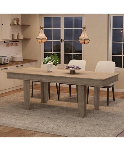gaomon 63-86.6 in Extendable Dining Table for 6-10, Farmhouse Rectangular Kitchen Dinner Table with Sturdy Wooden Frame
