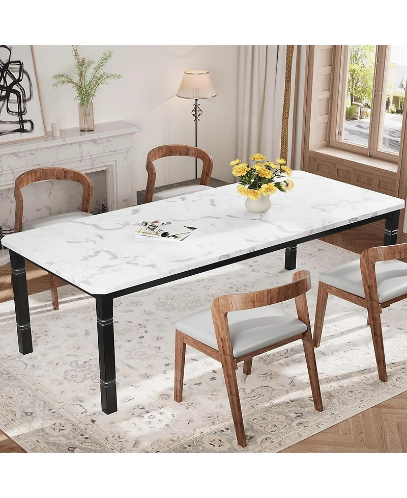 gaomon 79" Industrial Dining Table with Chamfer Corner Kitchen Table with Heavy Duty Metal Legs for Dining Room, Kitchen, Living Room