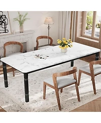 gaomon 79" Industrial Dining Table with Chamfer Corner Kitchen Table with Heavy Duty Metal Legs for Dining Room, Kitchen, Living Room