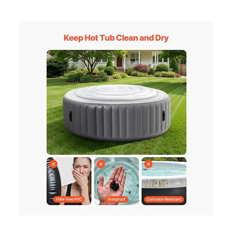 Sugift Inflatable Hot Tub Cover 65 in Round Weatherproof Waterproof Insulating Lid