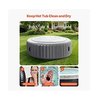 Sugift Inflatable Hot Tub Cover 65 in Round Weatherproof Waterproof Insulating Lid