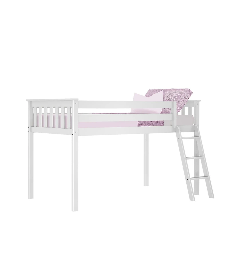 Max & Lily Twin Loft Bed, Solid Wood Beds with Ladder for Kids, Pecan