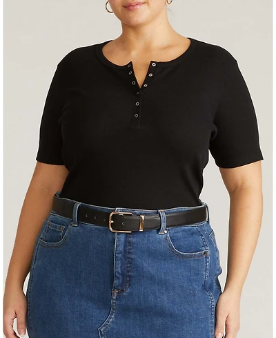 Universal Standard Plus Henley Short Sleeve Ribbed Tee