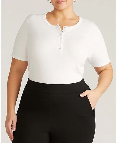 Universal Standard Plus Henley Short Sleeve Ribbed Tee