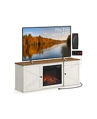 Slickblue Farmhouse Style Entertainment Center with Sliding Barn Door Storage