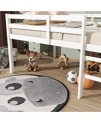 Sailvan Rubber Wood Loft Bed with Ladder