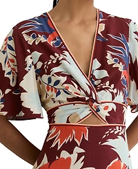Reiss Women's Floral-Print Cut-Out Midi Dress