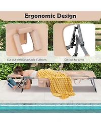 Inolait Folding Beach Lounge Chair with Pillow for Outdoor