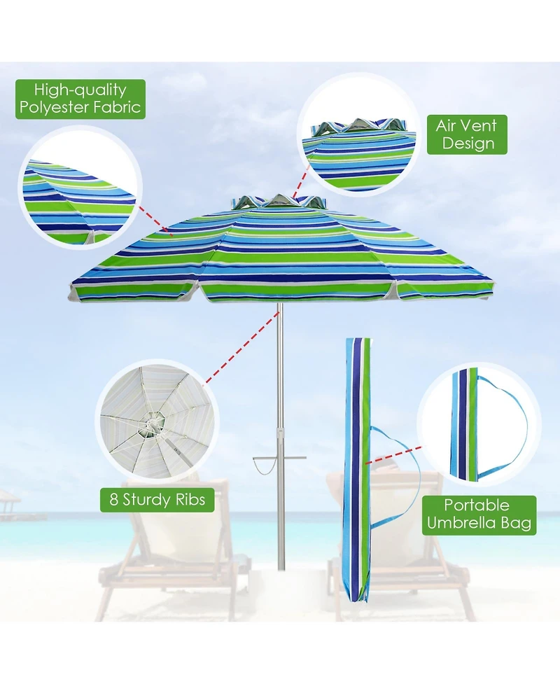 Gouun 6.5 feet Beach Umbrella with Upf 50+ Protection, Sand Anchor and Carry Bag