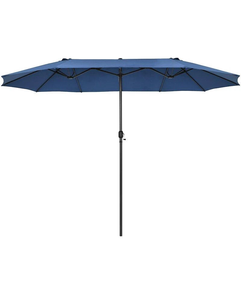Gouun 15 feet Double-Sided Patio Umbrella with Hand-Crank System and 12-Rib Frame