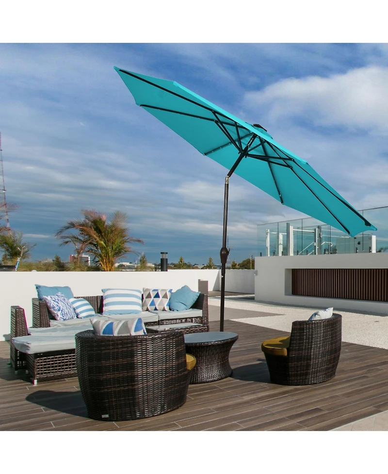 Gouun 10 feet Solar Led Patio Market Umbrella with 24 Lights, Tilt and Crank