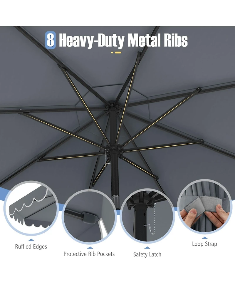 Gouun 10 feet Outdoor Market Patio Umbrella with Crank and Push-Button Tilt