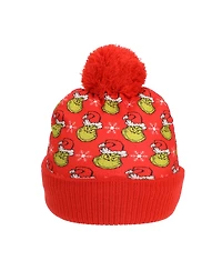 The Grinch Boys All-Over Character Print Youth 2-Piece Knit Beanie and Gloves Set