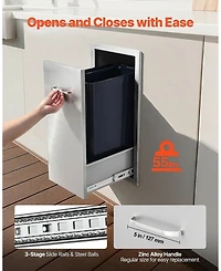 Sugift Outdoor Kitchen Trash Drawer 13.54in W x 19.61in D Multi-Purpose Stainless Steel Drawer