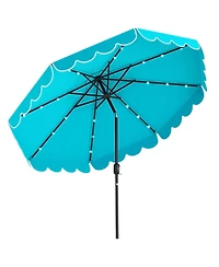 Gouun 10 feet Solar Patio Umbrella with 24 Led Lights, Vented Top and Ruffled Edges