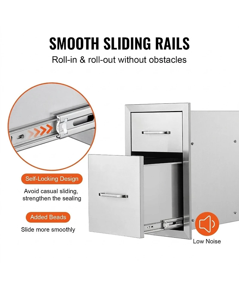 Sugift Outdoor Kitchen Drawers 13in W x 20.4in H x 20.8in D With Stainless Steel Handle