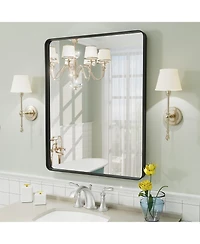 Apmir 24" x 30" High-Strength Tempered Glass and Aluminum Alloy Framed Wall Decor Bathroom Vanity Mirror