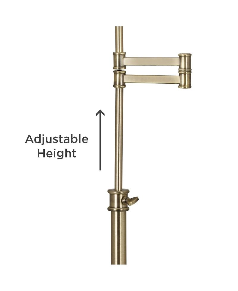 360 Lighting Traditional Swing Arm Desk Table Lamp Adjustable Height 36" Tall Antique Brass Bell Shade for Living Room Bedroom