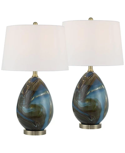 360 Lighting Swirl 22 1/2" High Art Glass Table Lamp Set of 2