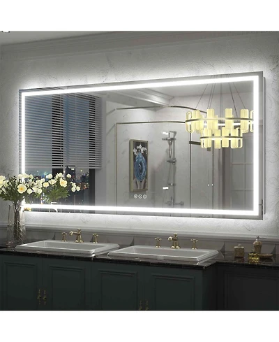 Apmir 60" x 30" Super Bright Front and Back Led Lighted Anti-Fog Tempered Glass Bathroom/Vanity Mirror with Etl and 3-Year Warranty